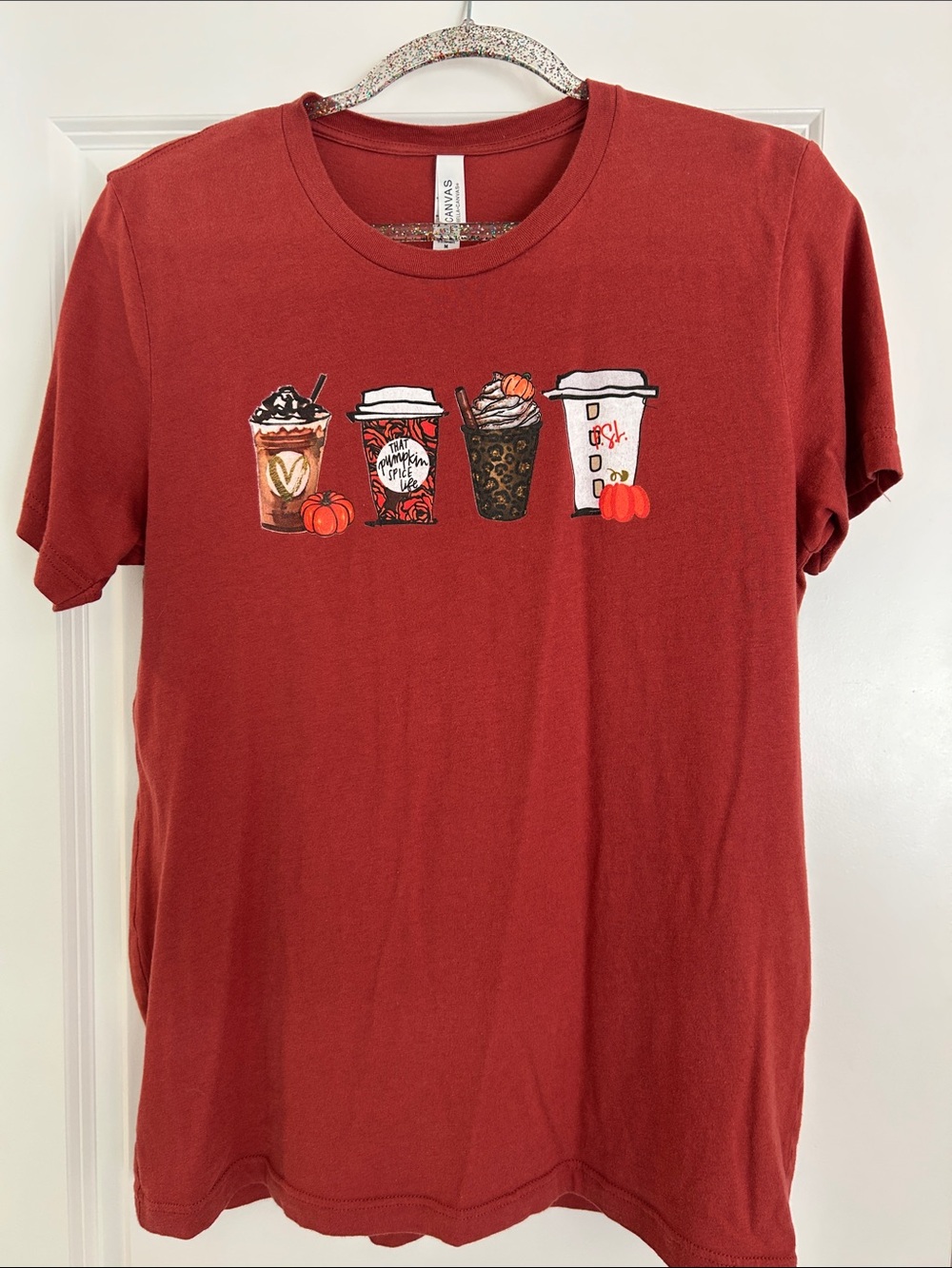 Rust Pumpkin Coffee Graphic Tee - Unbranded